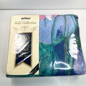 Vintage Royale Gold Collection Percale 180 Count Floral 3 Piece Twin Set - NEW